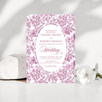Stylish Fuchsia Rose Gold Toile Floral Wedding