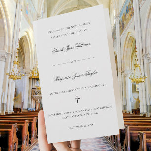 Stylish Full Mass Folded Catholic Wedding Program Programme