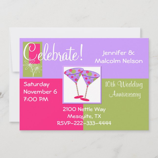 Stylish Fun Anniversary Party Invitation (Front)