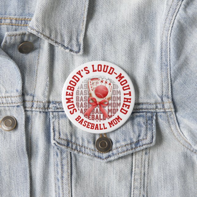 Stylish Fun LOUD-MOUTHED BASEBALL MOM 7.5 Cm Round Badge (In Situ)