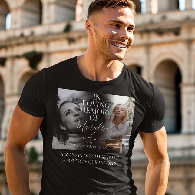 Stylish Funeral Memorial Before & After Photo T-Sh T-Shirt (Creator Uploaded)