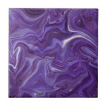 Stylish Funky Groovy Purple Curves Marble 5-6 Tile<br><div class="desc">Looking to be a little different and original? This modern funky groovy purple marble mimic curves print wall ceramic tile is just what you need. Available in two sizes 4.25 x 4.25 and 6 x 6 inches. Please note that this is a flat colour print and is not an actual...</div>