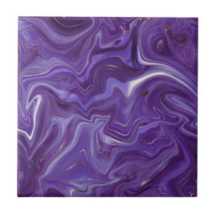 Stylish Funky Groovy Purple Curves Marble 5-6 Tile