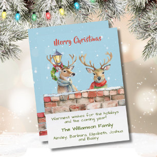 Stylish Funky Quirky Watercolor Reindeer Christmas Holiday Card
