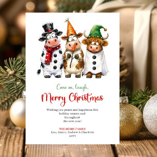 Stylish Funny Animals Minimalist Christmas Greetin Holiday Card
