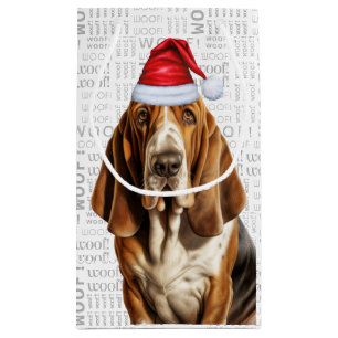 Stylish Funny Basset Hound Lover Christmas Small Gift Bag