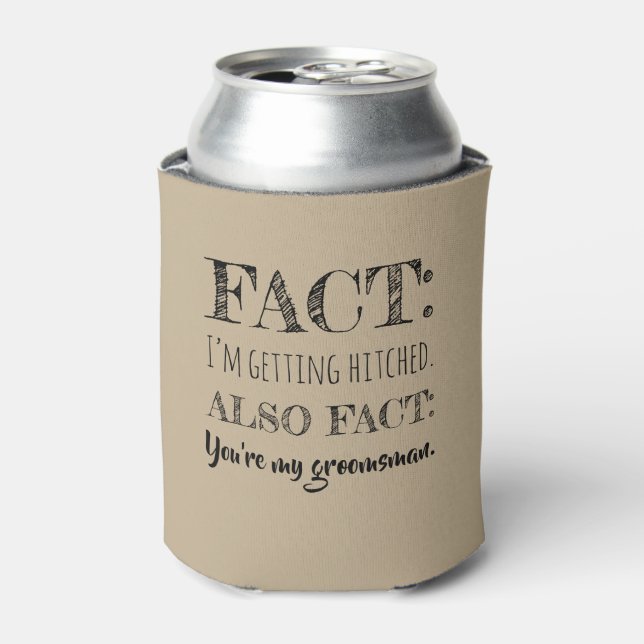 Stylish & Funny - Groomsman Proposal Khaki Can Cooler (Can Front)