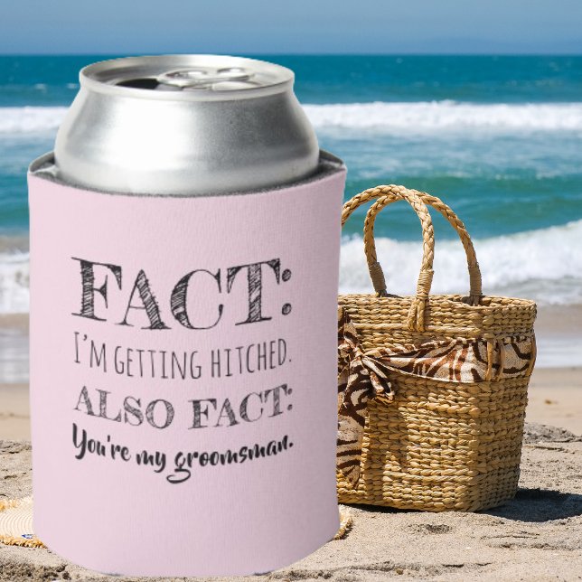 Stylish & Funny - Groomsman Proposal Light Pink Can Cooler (Creator Uploaded)