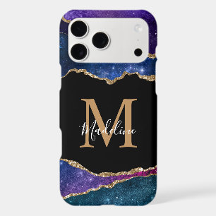 Stylish Galaxy Gold Agate Geode Monogram