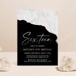 Stylish Geoed Marble 16th Birthday Real<br><div class="desc">Celebrate in style with these fun and trendy real foil pressed 16th birthday invitations. The design is easy to personalise and your guests will be thrilled when they receive these stylish invites.</div>