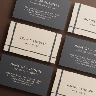 Stylish Geometric Almond & Dark Slate Grey Business Card
