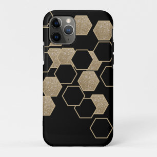 stylish geometric black and gold hexagon pattern Case-Mate iPhone case
