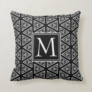 Stylish Geometric Black and White Cushion