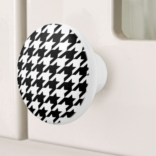 stylish geometric black white houndstooth pattern ceramic knob (stylish geometric black white houndstooth pattern ceramic knob)