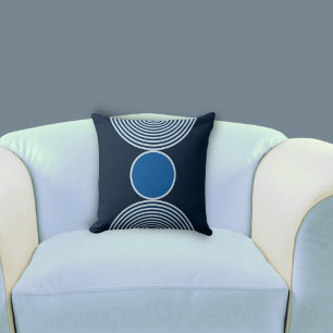 Stylish Geometric Blue Circle Pattern Cushion