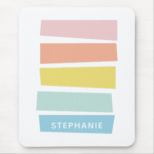 Stylish Geometric Colourful Pastel Personalised Mouse Pad