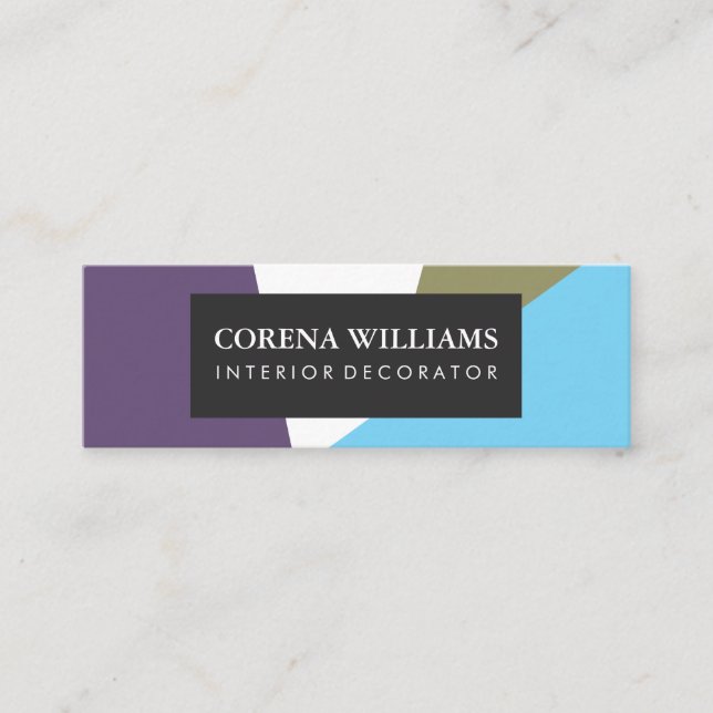 Stylish Geometric Cool Colour Blocks Mini Business Card (Front)