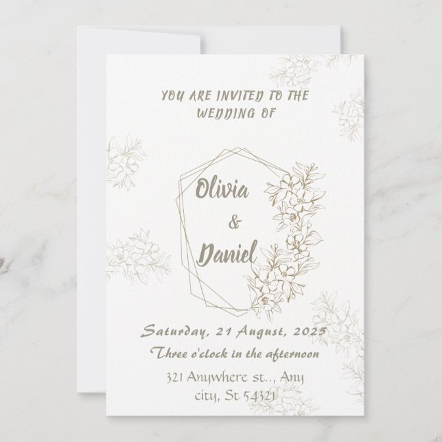 Stylish Geometric Floral Wedding Invitation (Front)