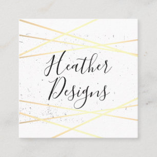 Stylish Geometric Gold Square Business Card