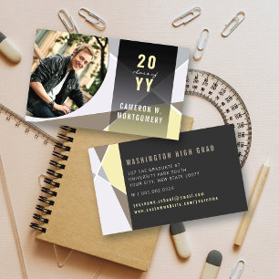 Stylish Geometric Lines Mod Graduate Photo Contact Calling Card