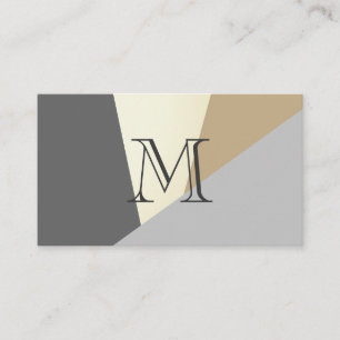 Stylish Geometric Natural Colour Blocks Monogram Business Card