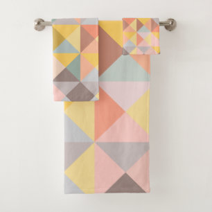 Stylish Geometric Pattern in Autumn Earth Tones Bath Towel Set