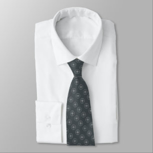 Stylish Geometric Rosette Pattern OffBlack Tie