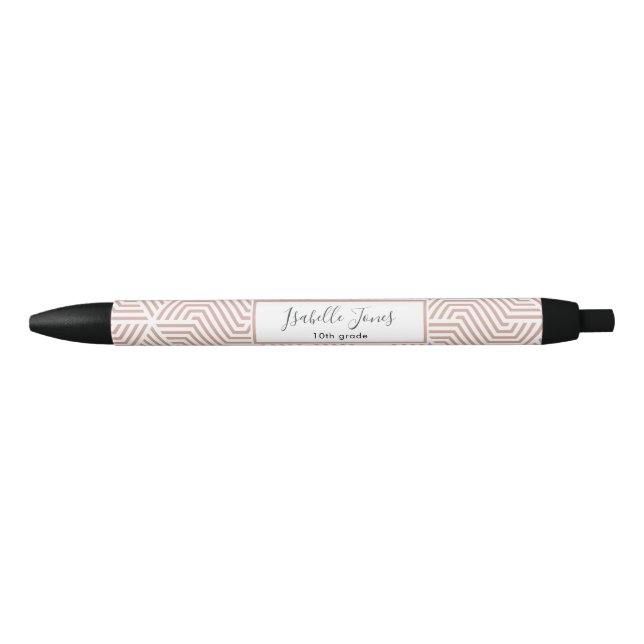 stylish geometric script personalised school  blac black ink pen (Front)