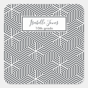 stylish geometric script personalised school iPad Square Sticker