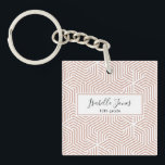 stylish geometric script personalised school  keyc key ring<br><div class="desc">elegant stylish geometric pattern script personalise with name and class (or a different message)</div>