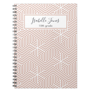 stylish geometric script personalised school  notebook
