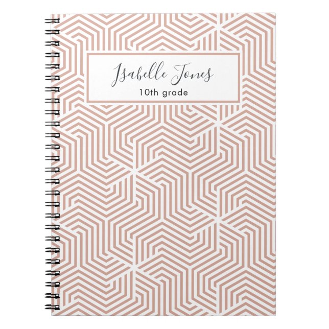 stylish geometric script personalised school  notebook (Front)