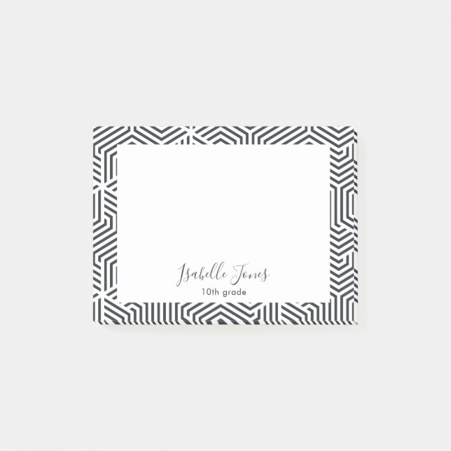 stylish geometric script personalised school   post-it notes (Front)
