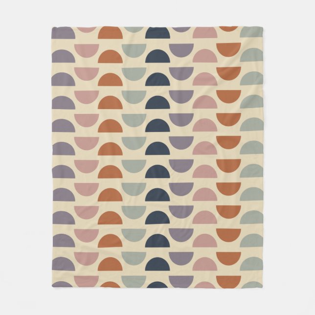 Stylish Geometric Shapes Pattern in Earthy Colours Fleece Blanket (Front)