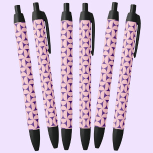 Stylish Geometric Shapes Pattern In Pink Colors    Black Ink Pen