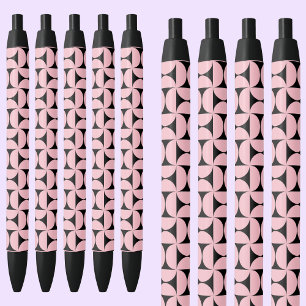 Stylish Geometric Shapes Pattern In Pink Colours Black Ink Pen