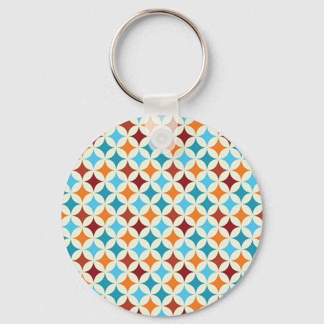 Stylish Geometric: Vintage Seamless Pattern Key Ring (Front)