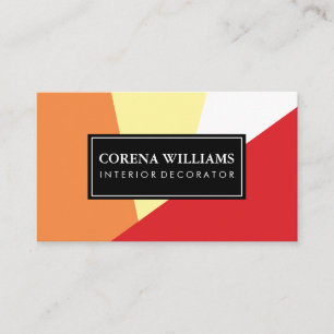 Stylish Geometric Warm Colour Blocks Business Card