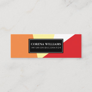 Stylish Geometric Warm Colour Blocks Mini Business Card