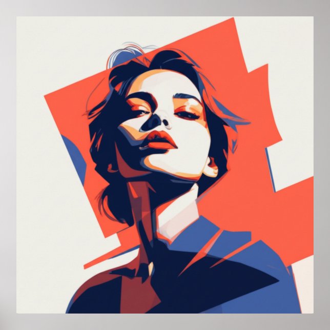 Stylish Geometric Woman Portrait  Poster (Front)
