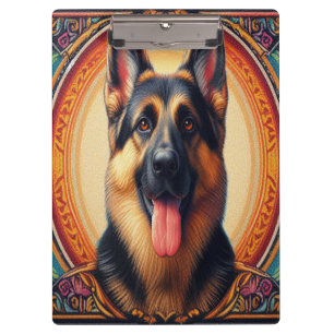 Stylish German Shepherd Dog Colourful Frame Clipboard