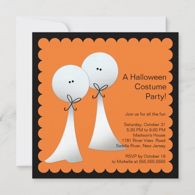 Stylish Ghost Halloween Party Invitation (Front)