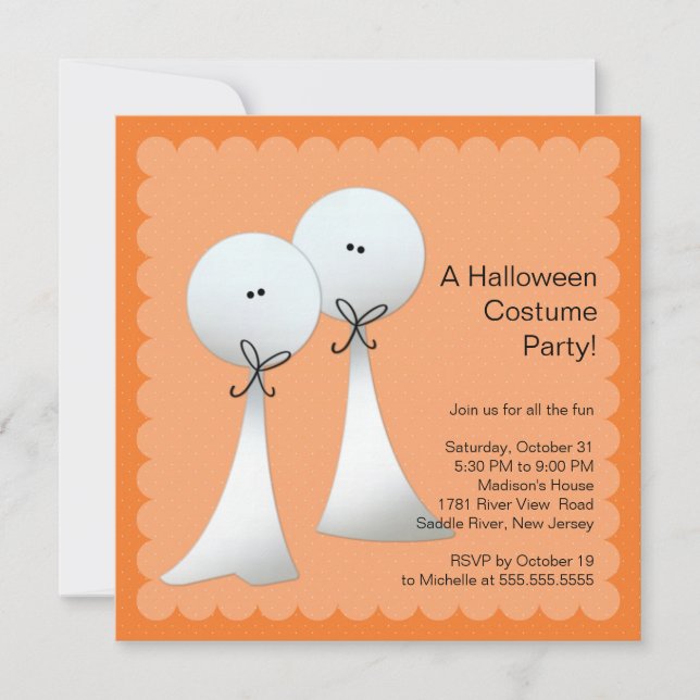 Stylish Ghost Halloween Party Invitation (Front)