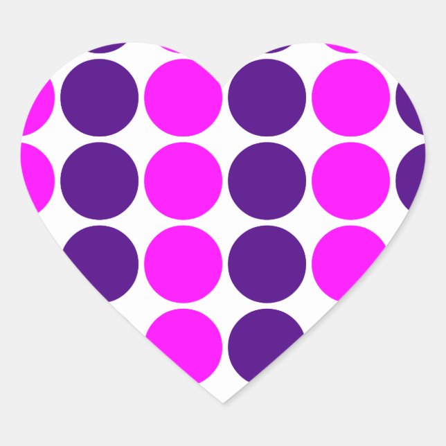 Stylish Gifts for Girls : Pink & Purple Polka Dots Heart Sticker (Front)