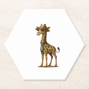Stylish Giraffe Illustration. Girafe Styl�e Illust Paper Coaster