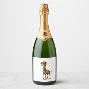 Stylish Giraffe Illustration. Girafe Styl�e Illust Sparkling Wine Label