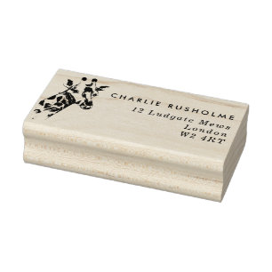 Stylish Giraffe Name and Address Rubber Stamp