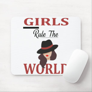 Stylish "Girls Rule The World" Feminist Empowermen Mouse Pad