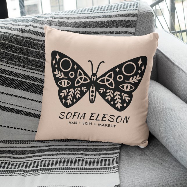 Stylish Girly Black Butterfly Blush Pink Branded Cushion (Creator Uploaded)