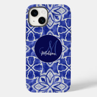 Stylish girly blue grey initial monogrammed 